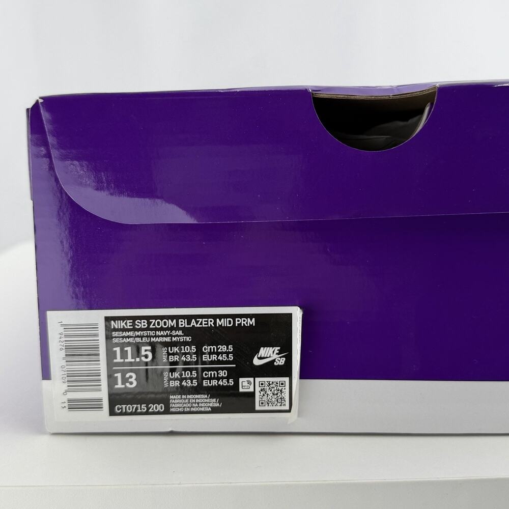 Nike SB Zoom Blazer Mid PRM Sashiko Sesame Mystic Navy CT0715-200 Size 11.5 - Picture 11 of 11